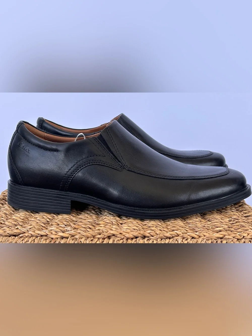 Clarks‎ Men’s Whiddon Step Loafer Leather Slip On Double Gore Black Size 8W